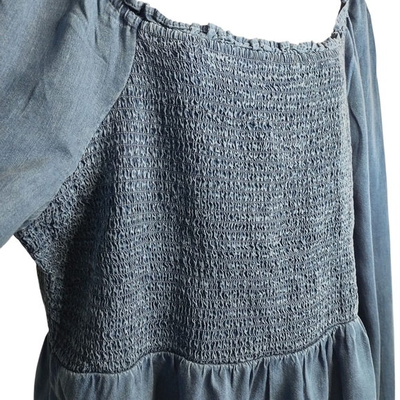 Old Navy Women's Blue Square Neck Smocked Bodice Blouse Size X-large NWT - Picture 8 of 11